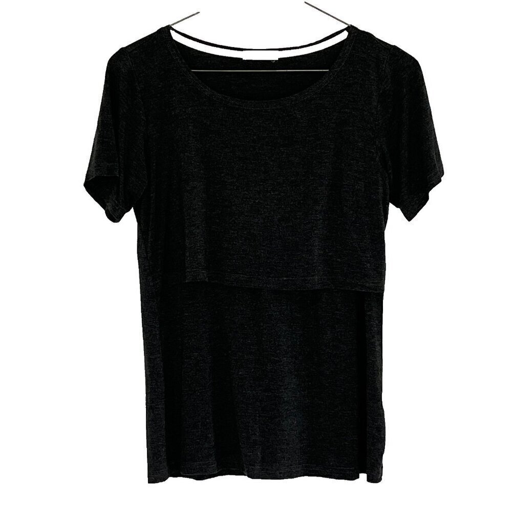 Smallshow Nursing Top sz S Short Sleeve Gray